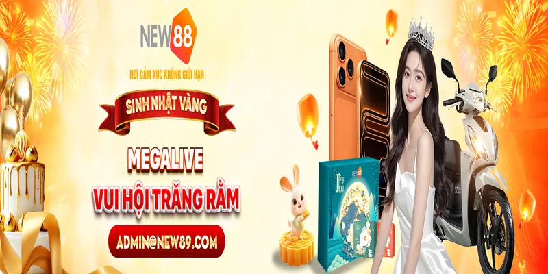 NEW88 MEGALIVE 🎉 Sự Kiện Sinh Nhật Vàng 2025 | Vui Hội Trăng Rằm Cực Hot 1 NEW88 MEGALIVE VUI HỘI TRĂNG RẰM